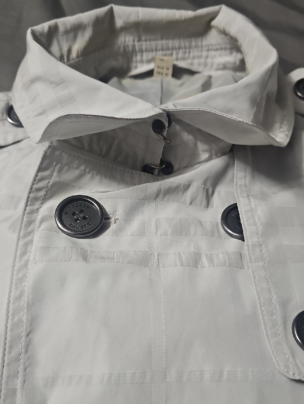 Burberry Light Gray Double-Breasted Trench Coat - Picture 9 of 15